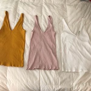 Set of 3 Express V-Neck Ribbed Tank Tops